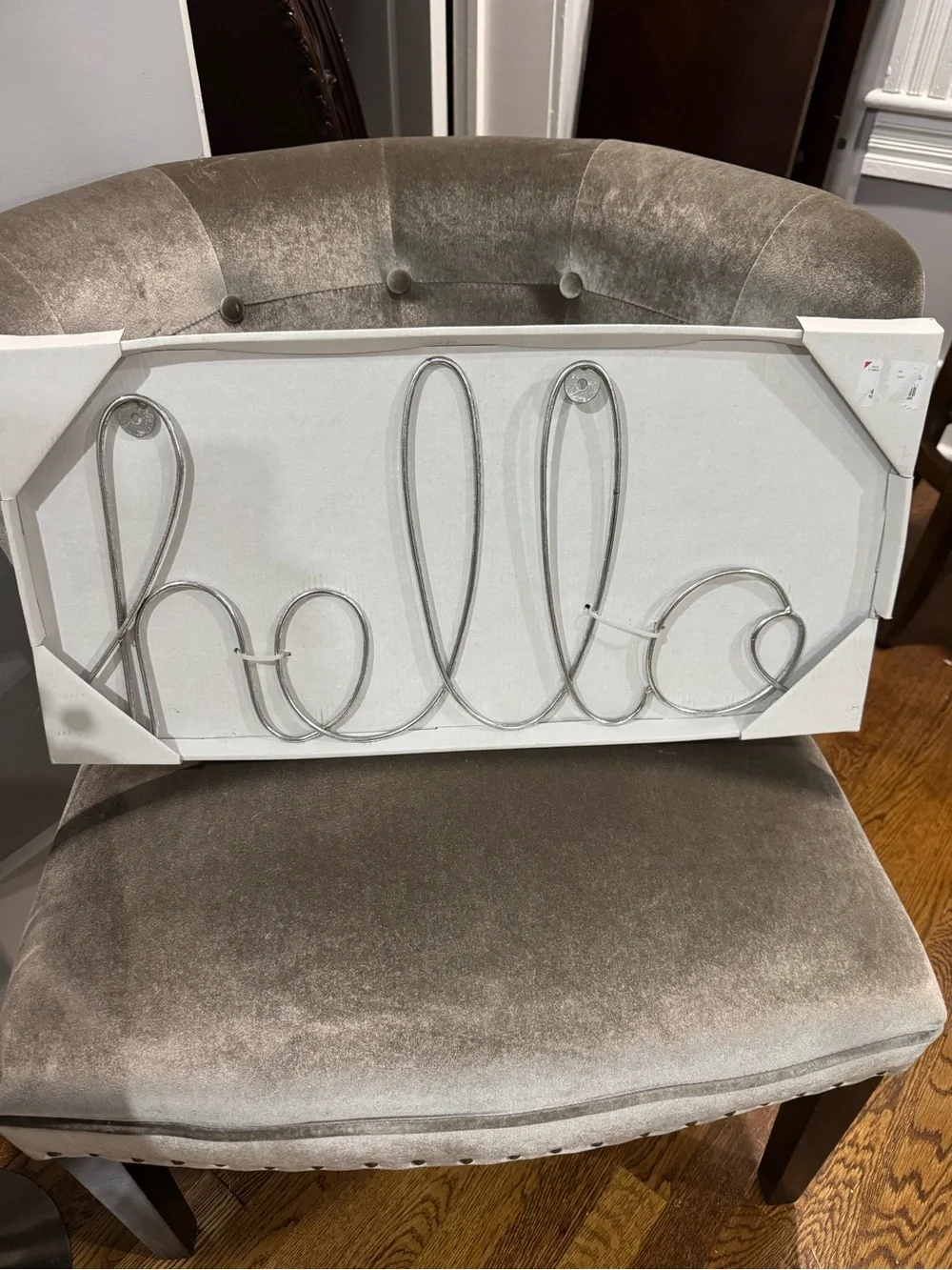 Hello Script Wall Sign - Silver 12x25”